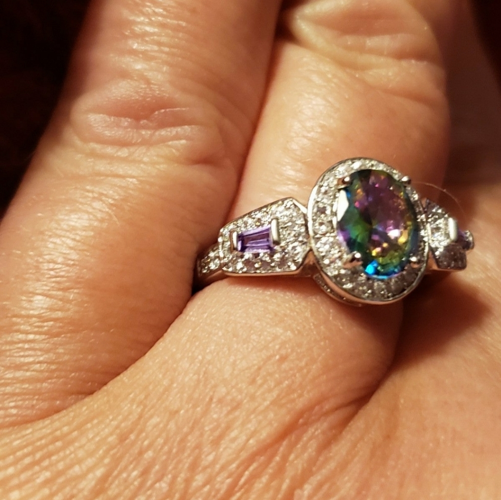 Gorgeous size 6 Mystic Topaz Womens ring Sterling silver - Picture 6 of 6